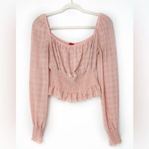 Guess Smicked Cinched Peplum Blush Pink Blouse size Medium